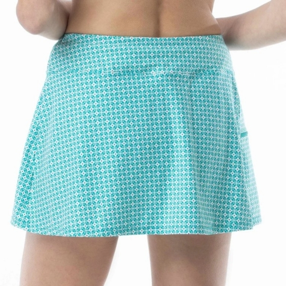 Beach House Other - Beach House Women's 12 Teal White Print Emma Secure Pocket Swim Skirt Skort